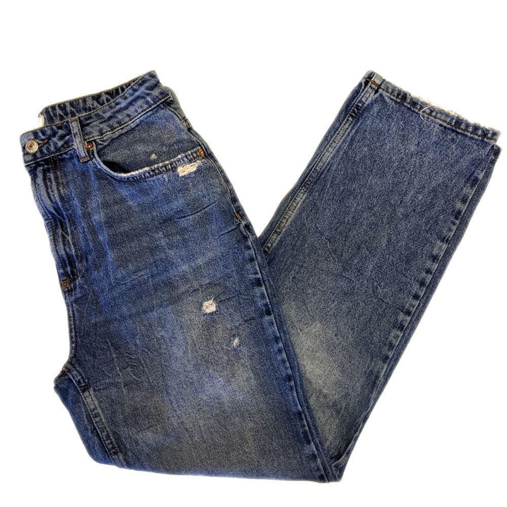 Free People (We The Free) heavily distressed, straight leg ankle jeans, 28